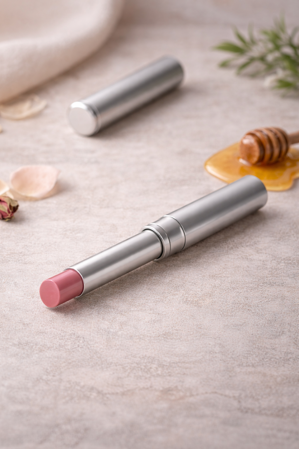 Baume à lèvres réparateur au miel MoonRose, hydratant et apaisant pour lèvres gercées, en pot blanc avec étiquette.