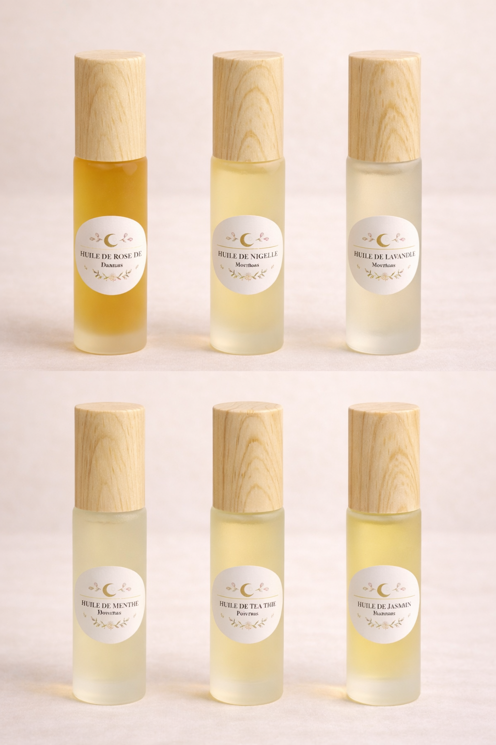 Roll-on d'huile essentielle de lavande pour le visage MoonRose, flacon de 10 ml, application pratique et naturelle.